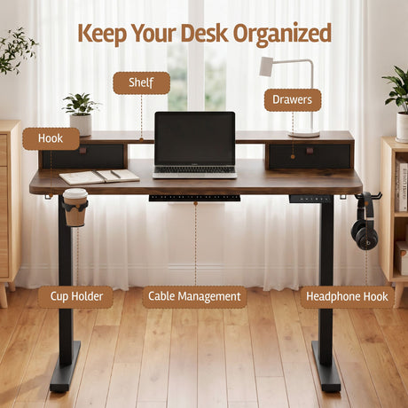 Artiss Electric Standing Desk Height Adjustable Home Office 120cm Rustic Brown, image 6
