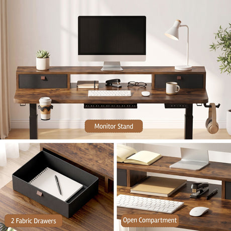 Artiss Electric Standing Desk Height Adjustable Home Office 120cm Rustic Brown, image 9