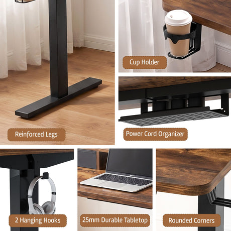 Artiss Electric Standing Desk Height Adjustable Home Office 120cm Rustic Brown, image 10