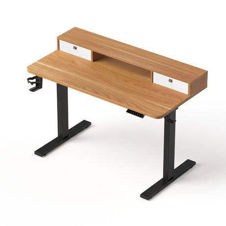 Artiss electric standing desk with oak desktop and black frame, 120cm, digital control panel with preset heights