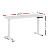 Artiss Electric Standing Desk 140cm Adjustable Height Motorised Home Office Desk White - Front View