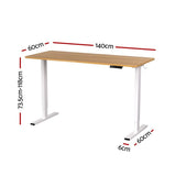 Artiss Standing Desk Height Adjustable 140cm Ergonomic Office Desk Oak - Front View