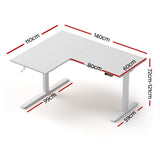Artiss L-Shape Standing Desk Sit Stand Up Height Adjustable Electric Motorised White - Front View