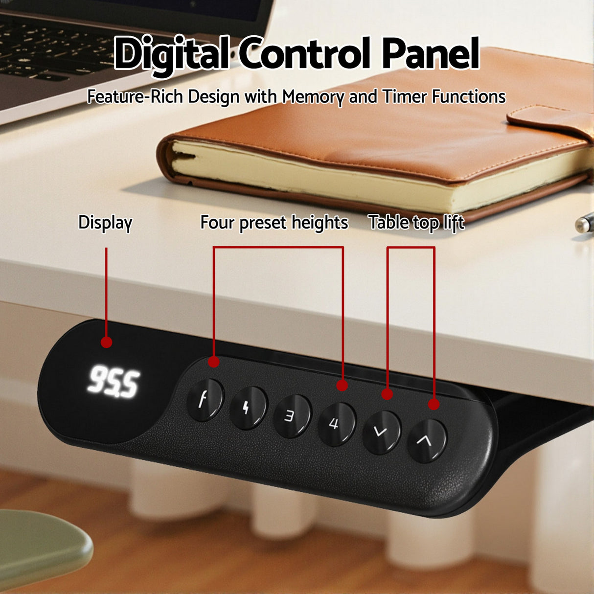 Artiss L-Shape Standing Desk Sit Stand Up Height Adjustable Electric Motorised White