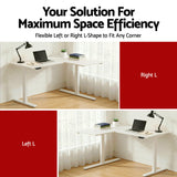 Artiss L-Shape Standing Desk Sit Stand Up Height Adjustable Electric Motorised White - Rear View