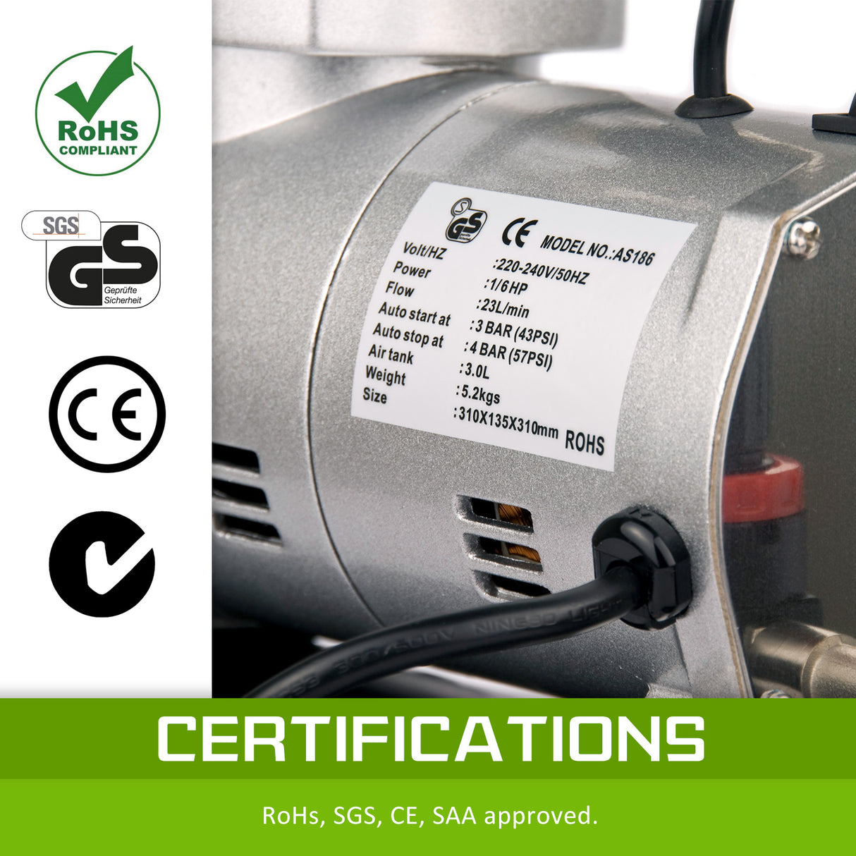 1/6HP 3L Air Brush Compressor