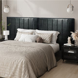 Oikiture Bed Frame Headboard Double Queen King Bedhead Black Leather - Extra Image