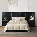 Oikiture Bed Frame Headboard Double Queen King Bedhead Black Leather - Front View