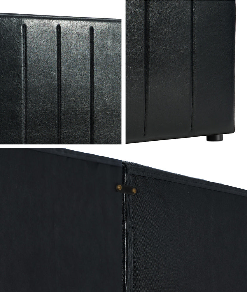 Oikiture Bed Frame Headboard Double Queen King Bedhead Black Leather