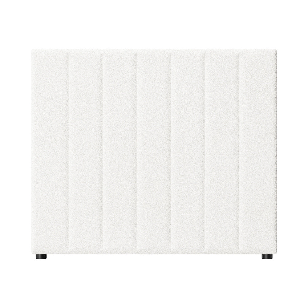 Oikiture Bed Frame Headboard King Single White Boucle