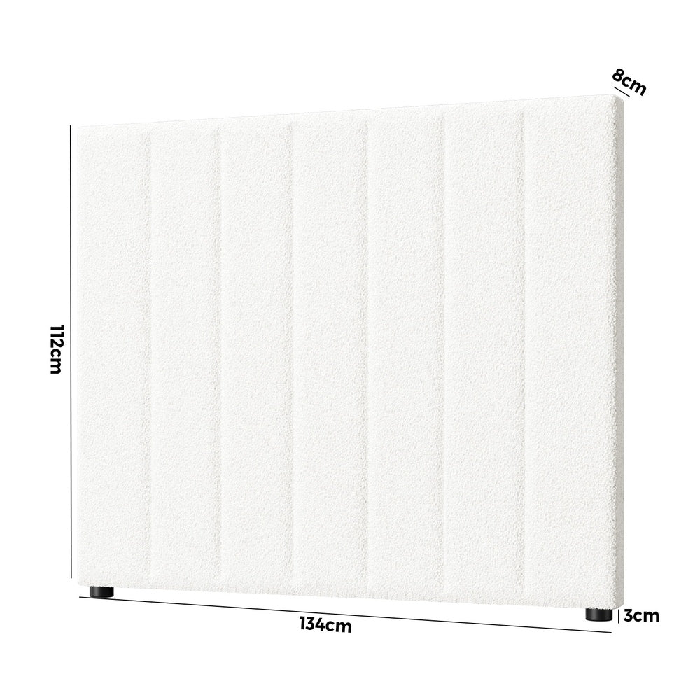 Oikiture Bed Frame Headboard King Single White Boucle