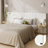 Oikiture Bed Frame Headboard Double Queen King White Boucle - Rear View
