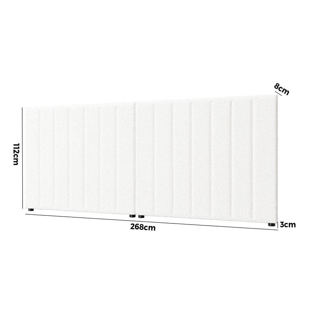Oikiture Bed Frame Headboard Double Queen King White Boucle