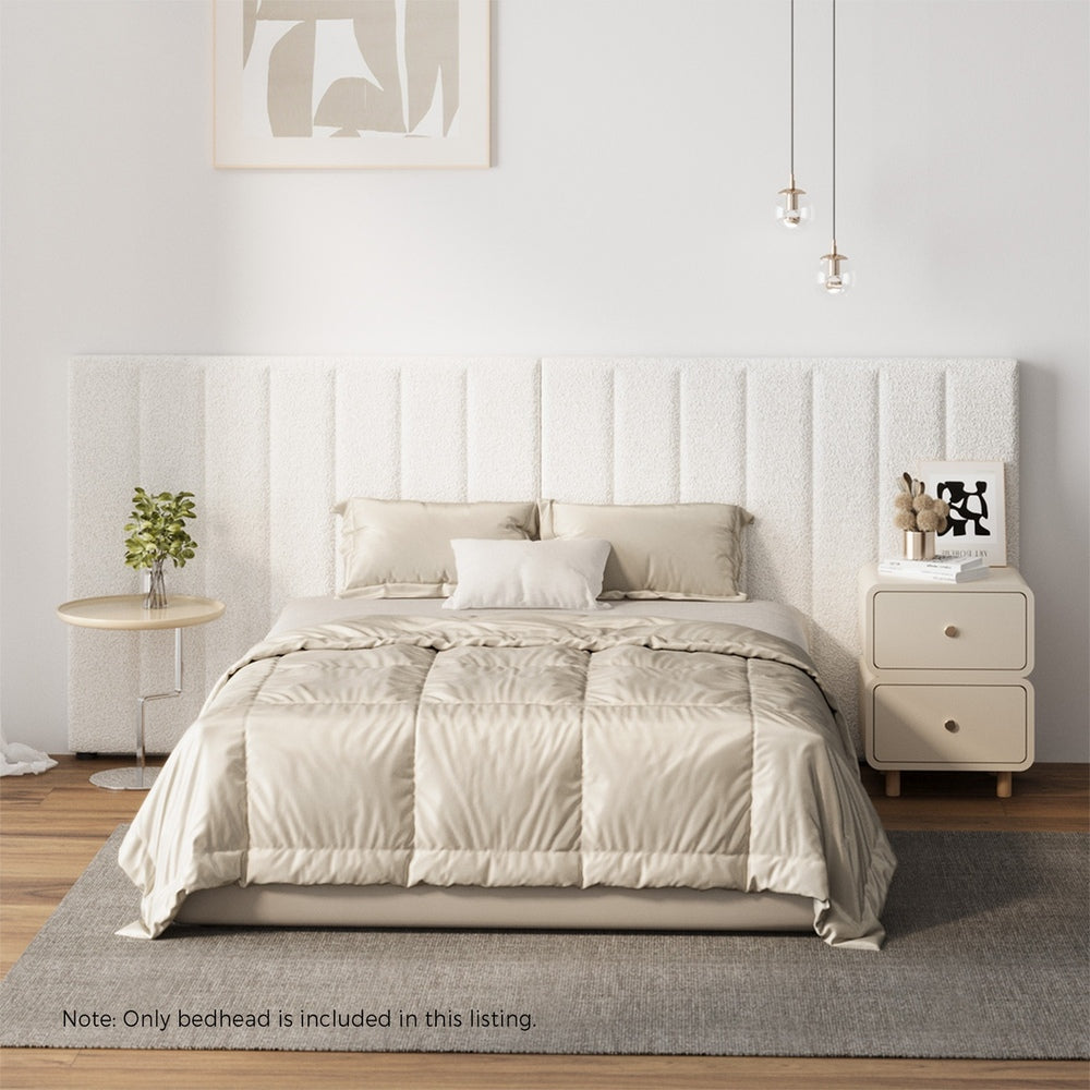 Oikiture Bed Frame Headboard Double Queen King White Boucle