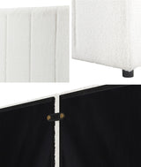 Oikiture Bed Frame Headboard Double Queen King White Boucle - 45-Degree Angle