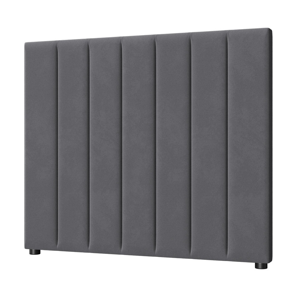 Oikiture Bed Frame Headboard King Single Size Grey Velvet