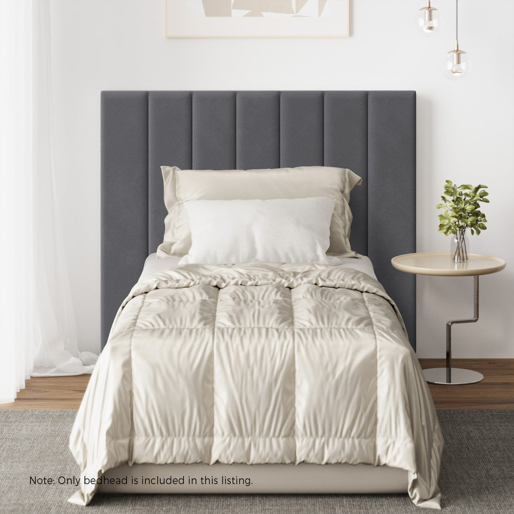Oikiture Bed Frame Headboard King Single Size Grey Velvet
