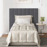 Oikiture Bed Frame Headboard King Single Size Grey Velvet - Close-Up Angle