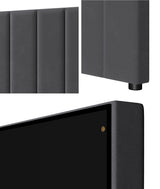 Oikiture Bed Frame Headboard King Single Size Grey Velvet - Front View