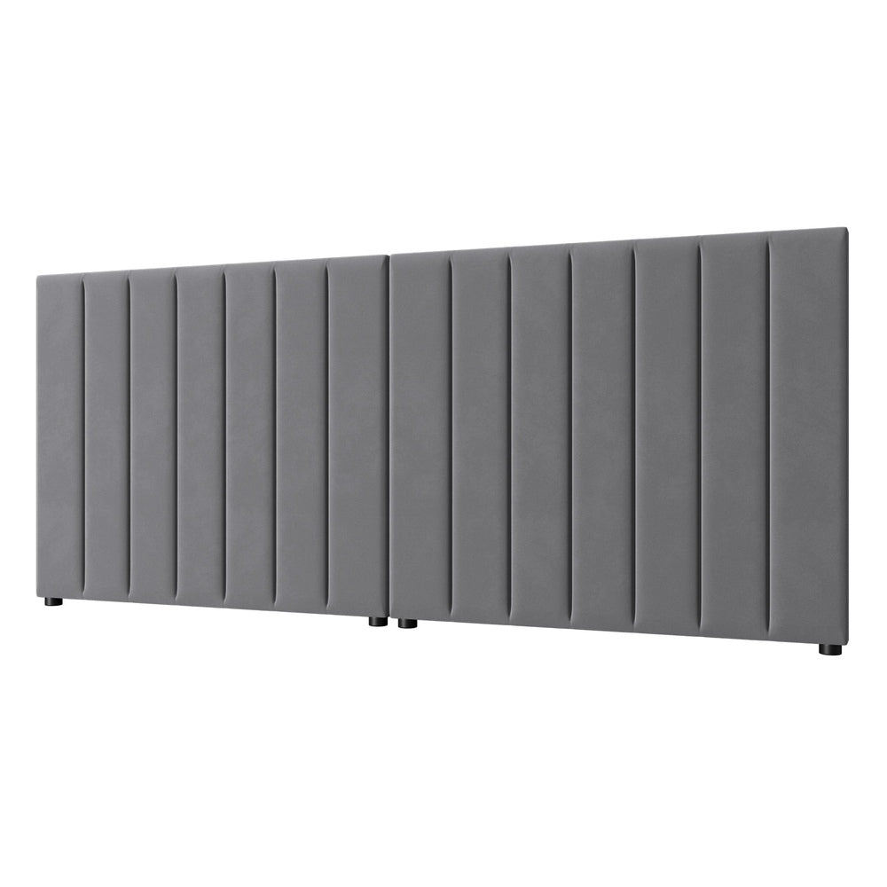 Oikiture Bed Frame Headboard Double Queen King Size Grey Velvet