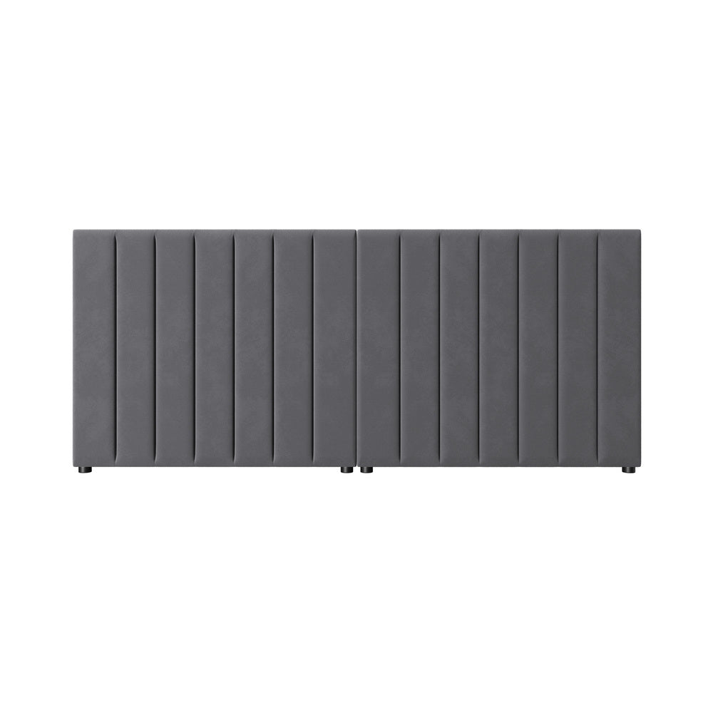 Oikiture Bed Frame Headboard Double Queen King Size Grey Velvet