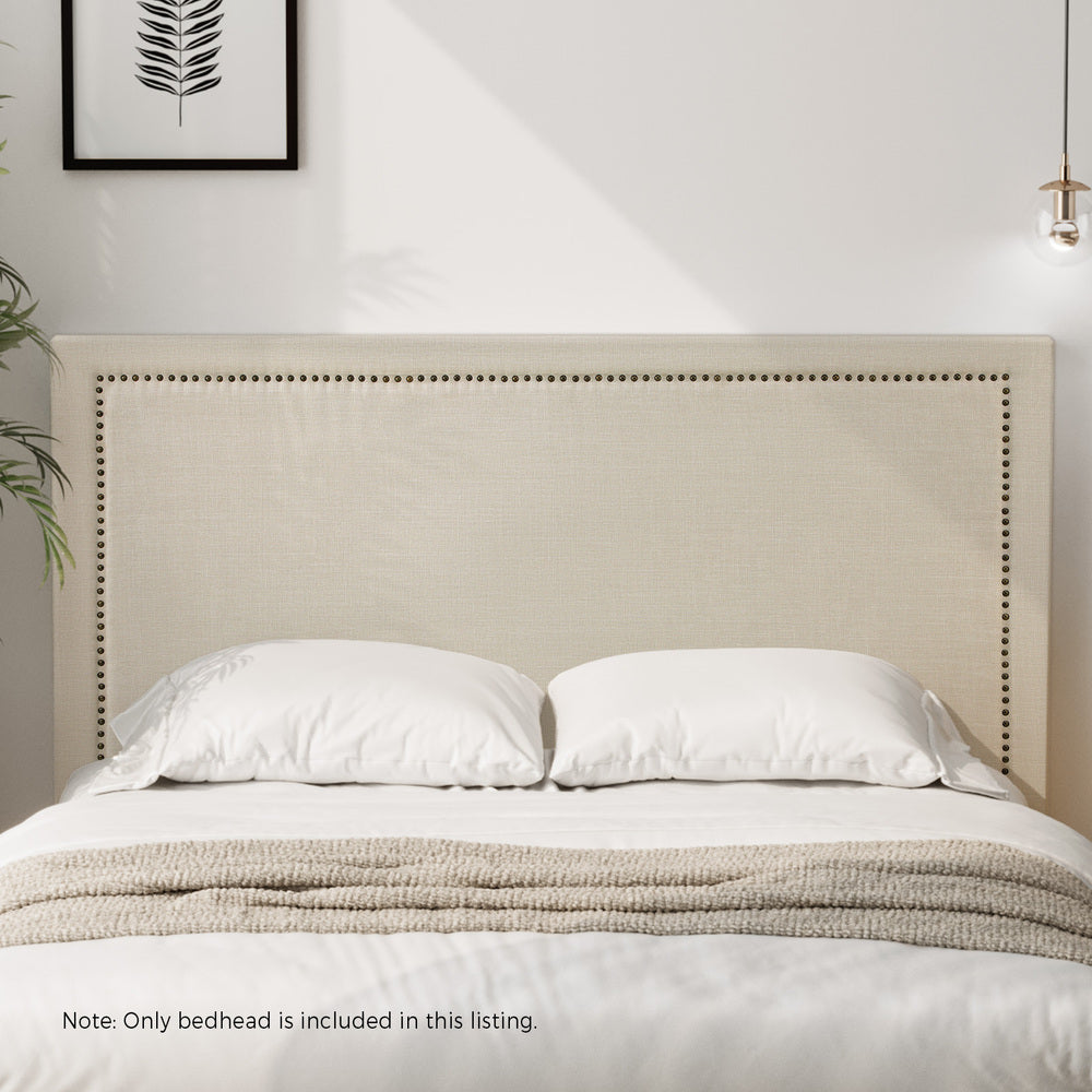 Oikiture Double Size Bed Headboard Bedhead Beige