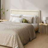Oikiture King Size Bed Headboard Bedhead Beige - Low Angle