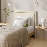 Oikiture King Single Bed Headboard Bedhead Beige - Rear View