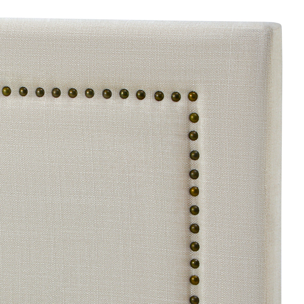 Oikiture King Single Bed Headboard Bedhead Beige