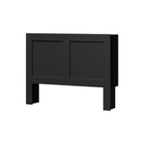 Oikiture Headboard Double Size Bedhead with Storage Shelves Black - Side View