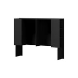 Oikiture Headboard Double Size Bedhead with Storage Shelves Black - Front View