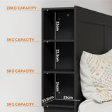 Oikiture Headboard Double Size Bedhead with Storage Shelves Black