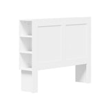 Oikiture Bed Head with Shelves Double Size White