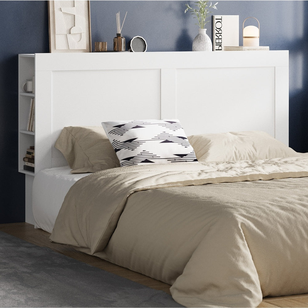 Oikiture Bed Head with Shelves King Size White