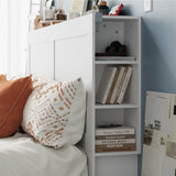 Oikiture Bed Head with Shelves King Size White - Side View