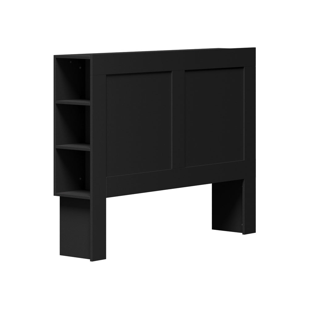 Oikiture Headboard Queen Size Bedhead with Storage Shelves Black