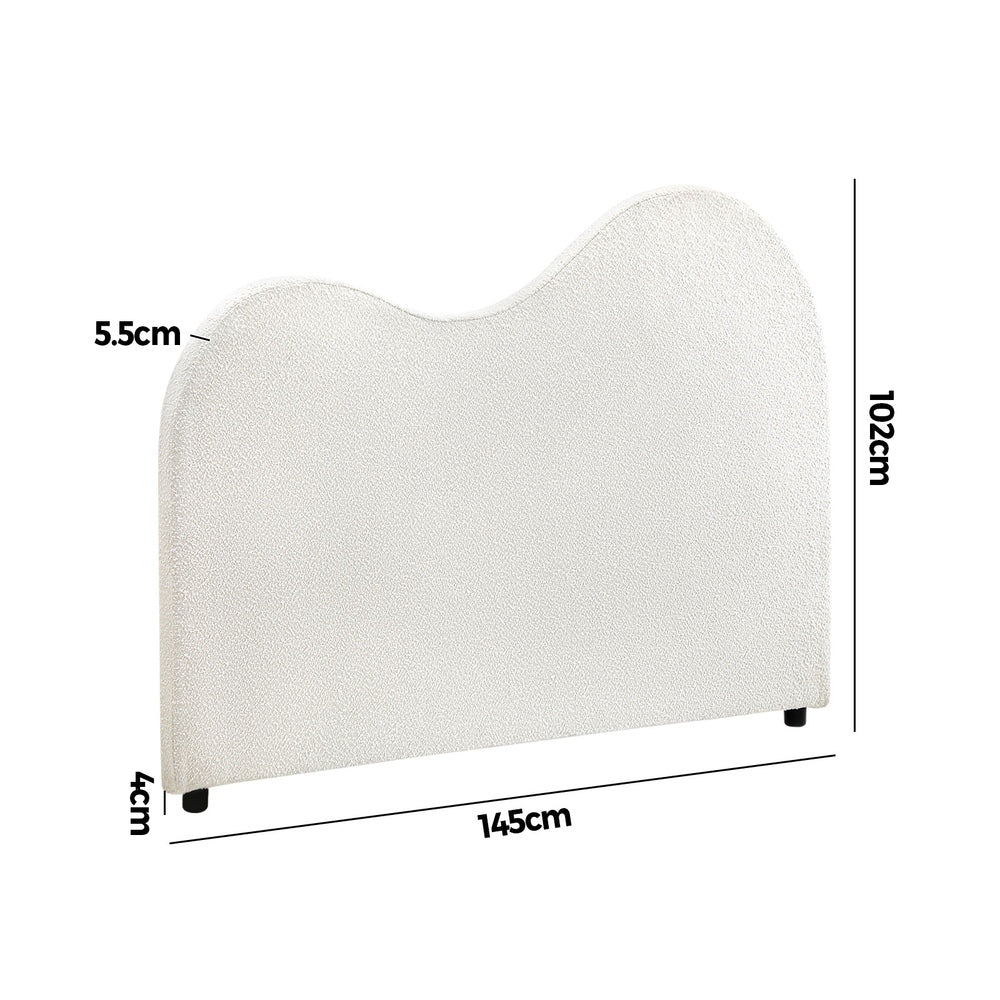 Oikiture Bed Head Double Size Headboard Boucle Fabric White
