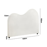Oikiture Bed Head Double Size Headboard Boucle Fabric White - Rear View