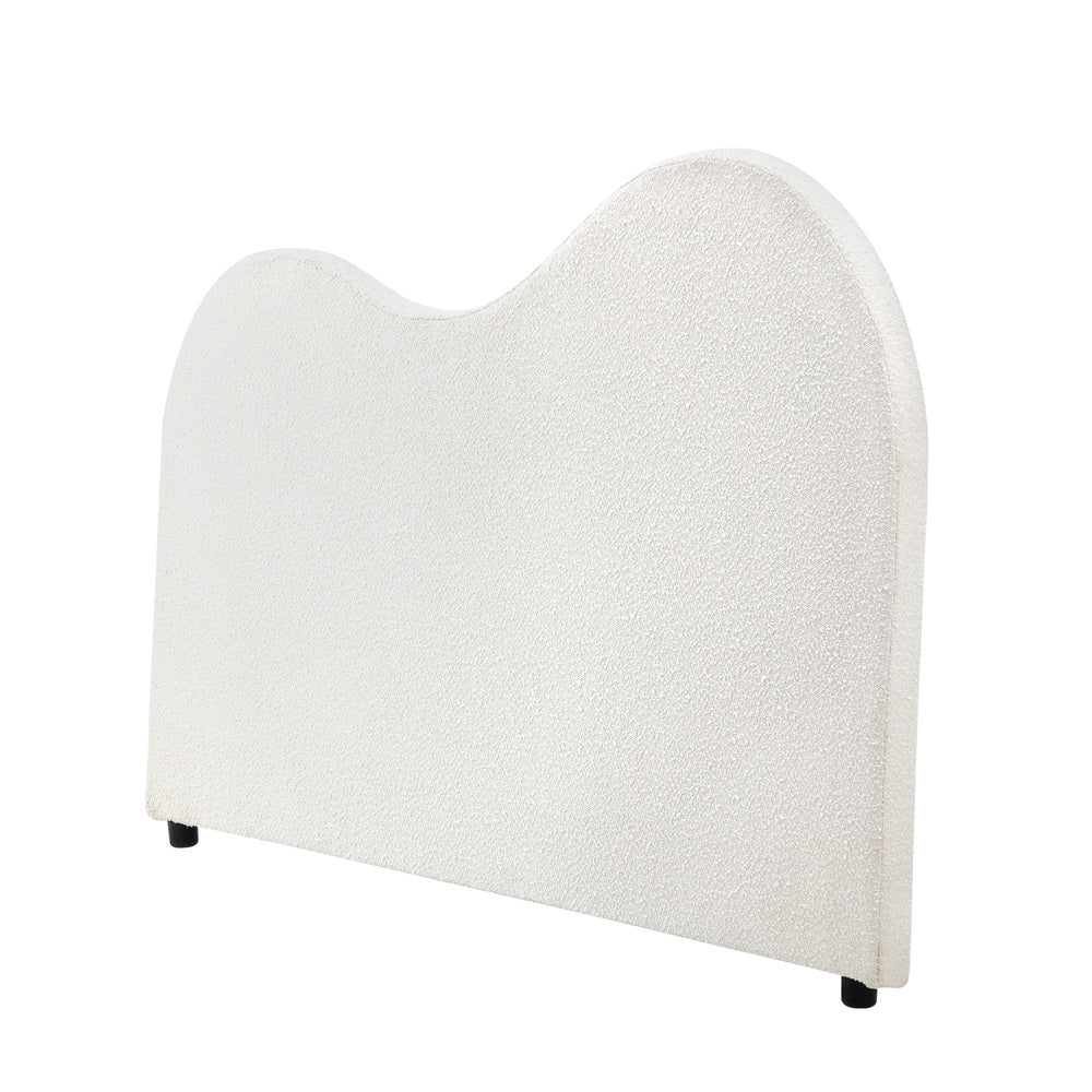 Oikiture Bed Head Double Size Headboard Boucle Fabric White
