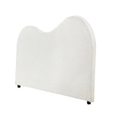 Oikiture Bed Head Double Size Headboard Boucle Fabric White - Extra Image