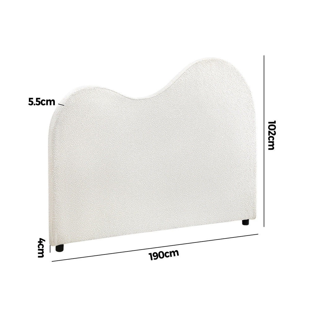 Oikiture Bed Head King Size Headboard Boucle Fabric White