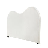 Oikiture Bed Head King Size Headboard Boucle Fabric White - Low Angle
