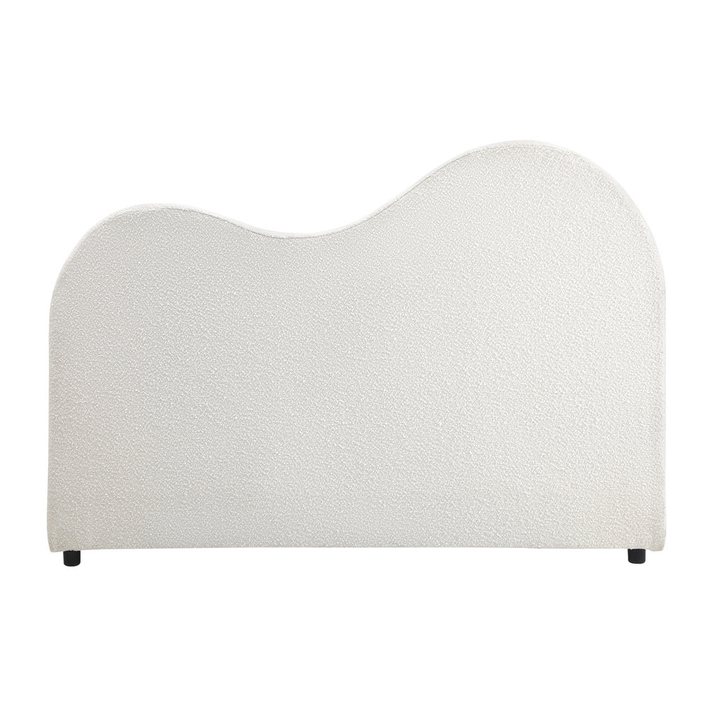 Oikiture Bed Head King Single Headboard Boucle Fabric White