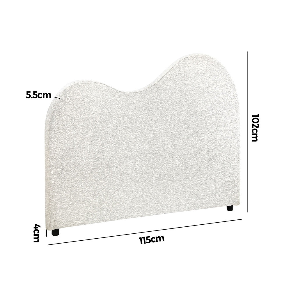 Oikiture Bed Head King Single Headboard Boucle Fabric White