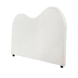 Oikiture Bed Head King Single Headboard Boucle Fabric White - Front View