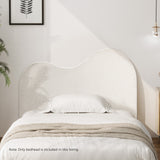 Oikiture Bed Head King Single Headboard Boucle Fabric White - Top-Down View