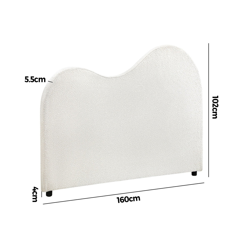 Oikiture Bed Head Queen Size Headboard Boucle Fabric White