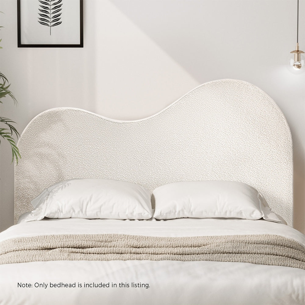 Oikiture Bed Head Queen Size Headboard Boucle Fabric White