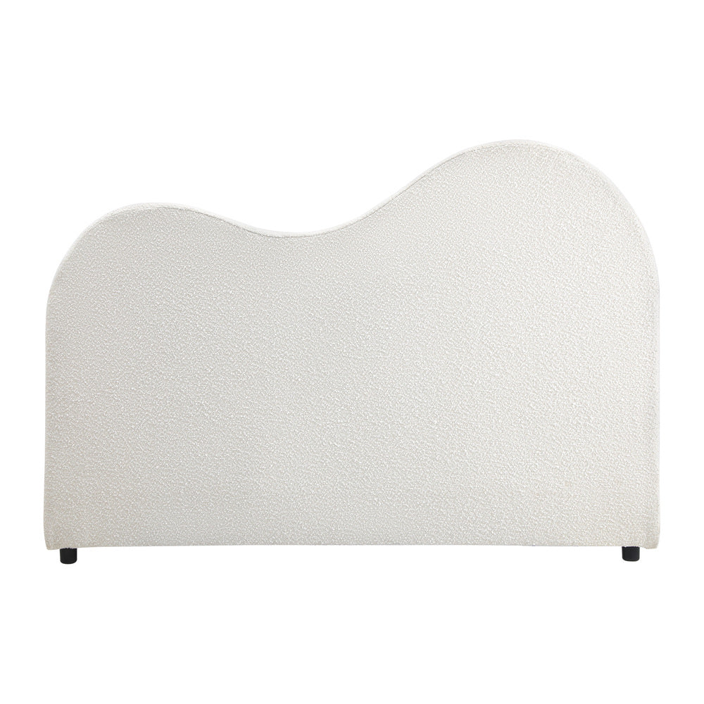 Oikiture Bed Head Single Size Headboard Boucle Fabric White