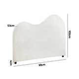 Oikiture Bed Head Single Size Headboard Boucle Fabric White - Front View